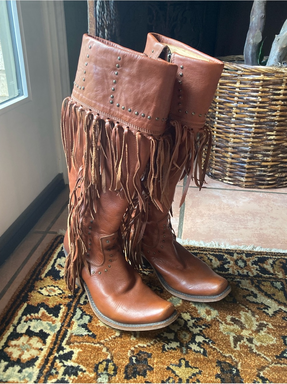 Liberty Black fringe boots 17” tall